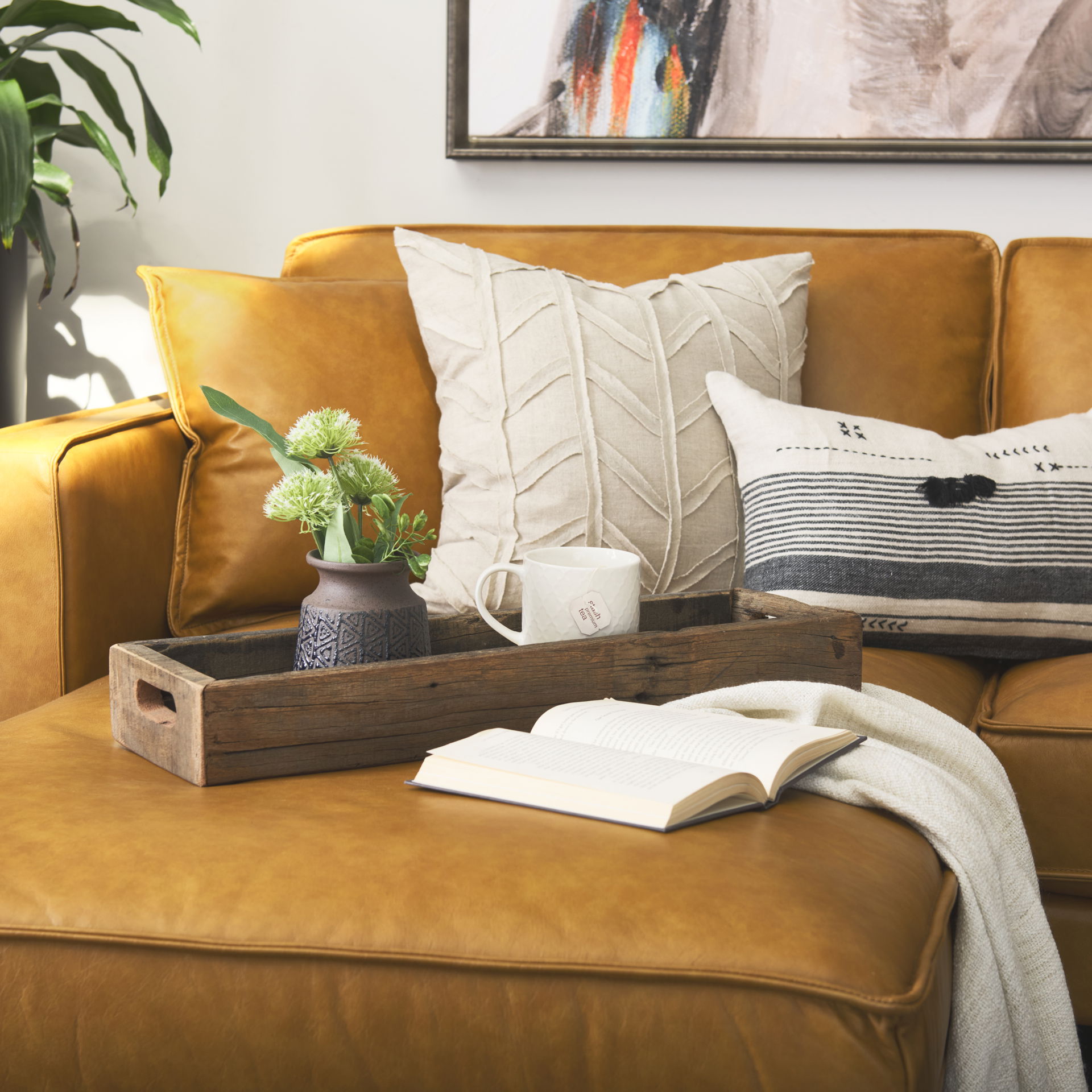 Vernon (Small) 24L x 7W Brown Reclaimed Wood Tray, Decorative Tray by Mercana, 24" length x 7" width x 3" height View 4