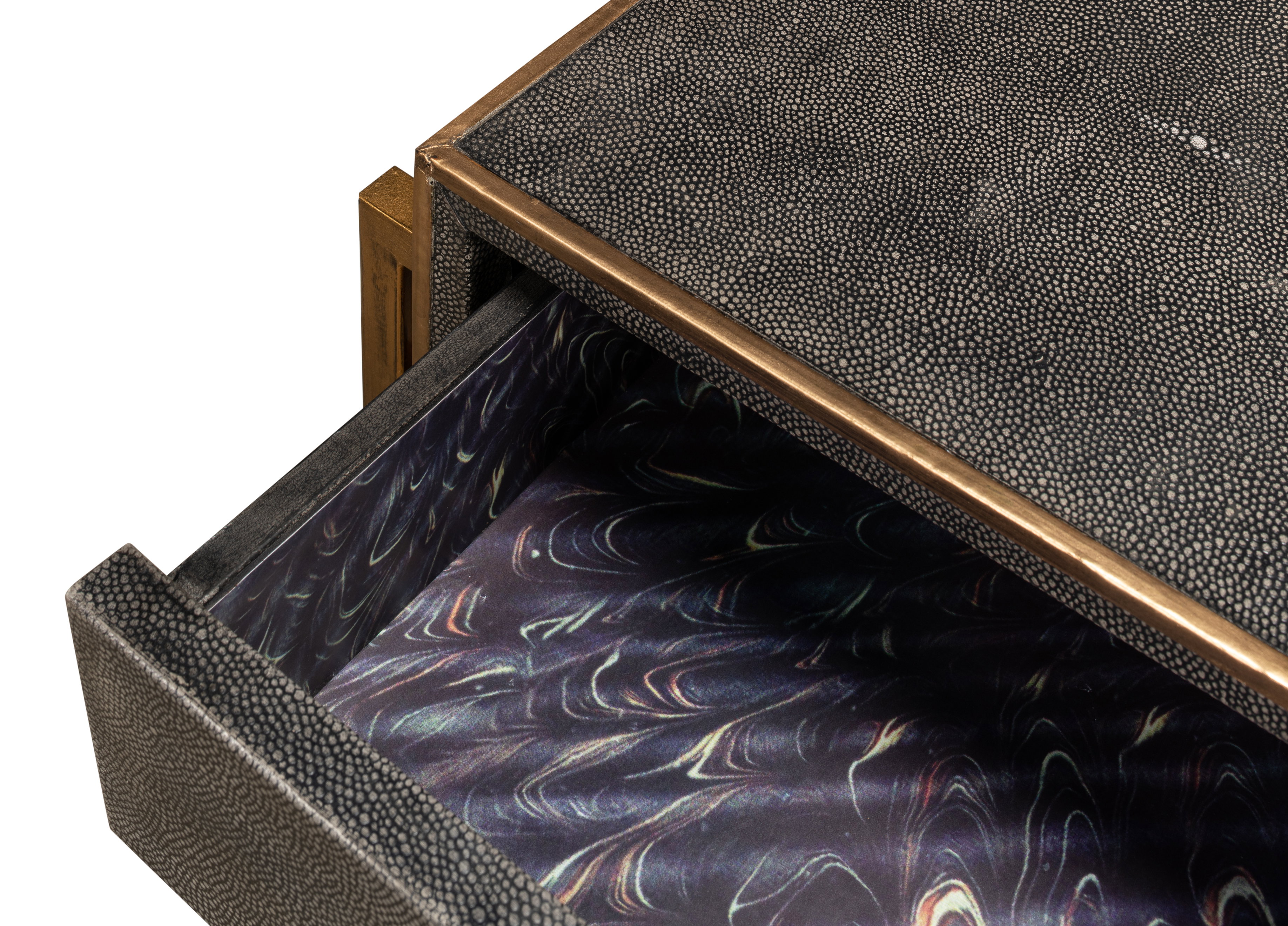 Shagreen Gold & Gray Console, Console Table by Sarreid, 49" length x 12" width x 34" height View 5