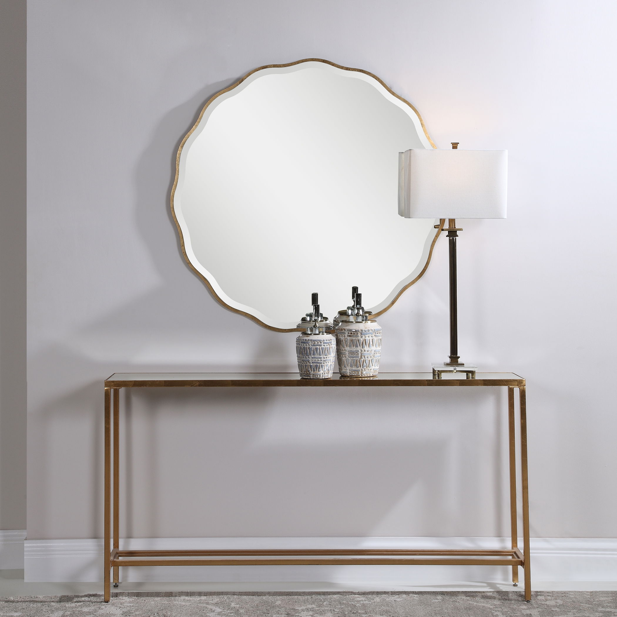 Aneta Gold Round Mirror large image 