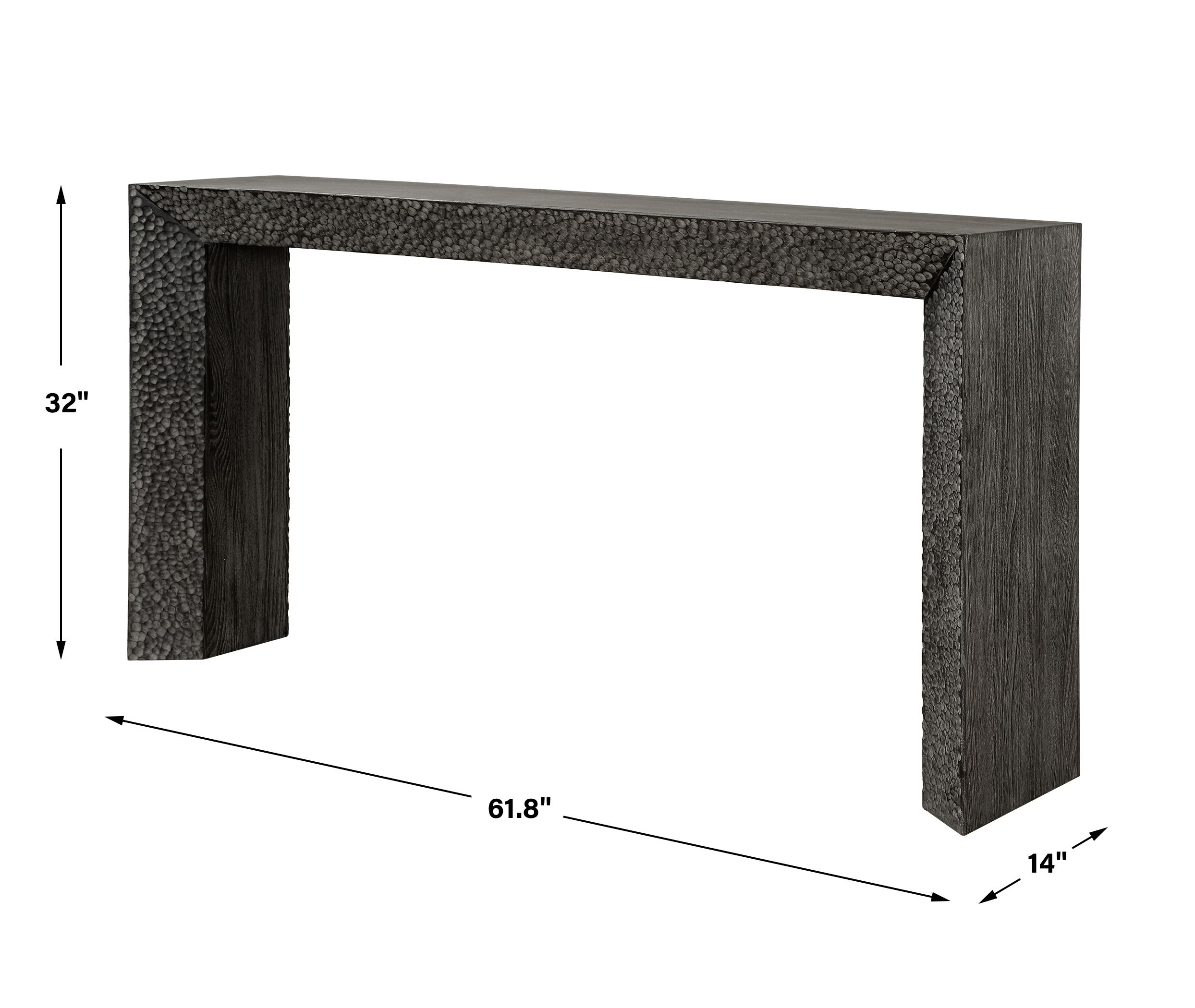 Thoreau Ebony Console Table, Furniture by Uttermost, 61.8" width x 32" height x 14" depth View 3