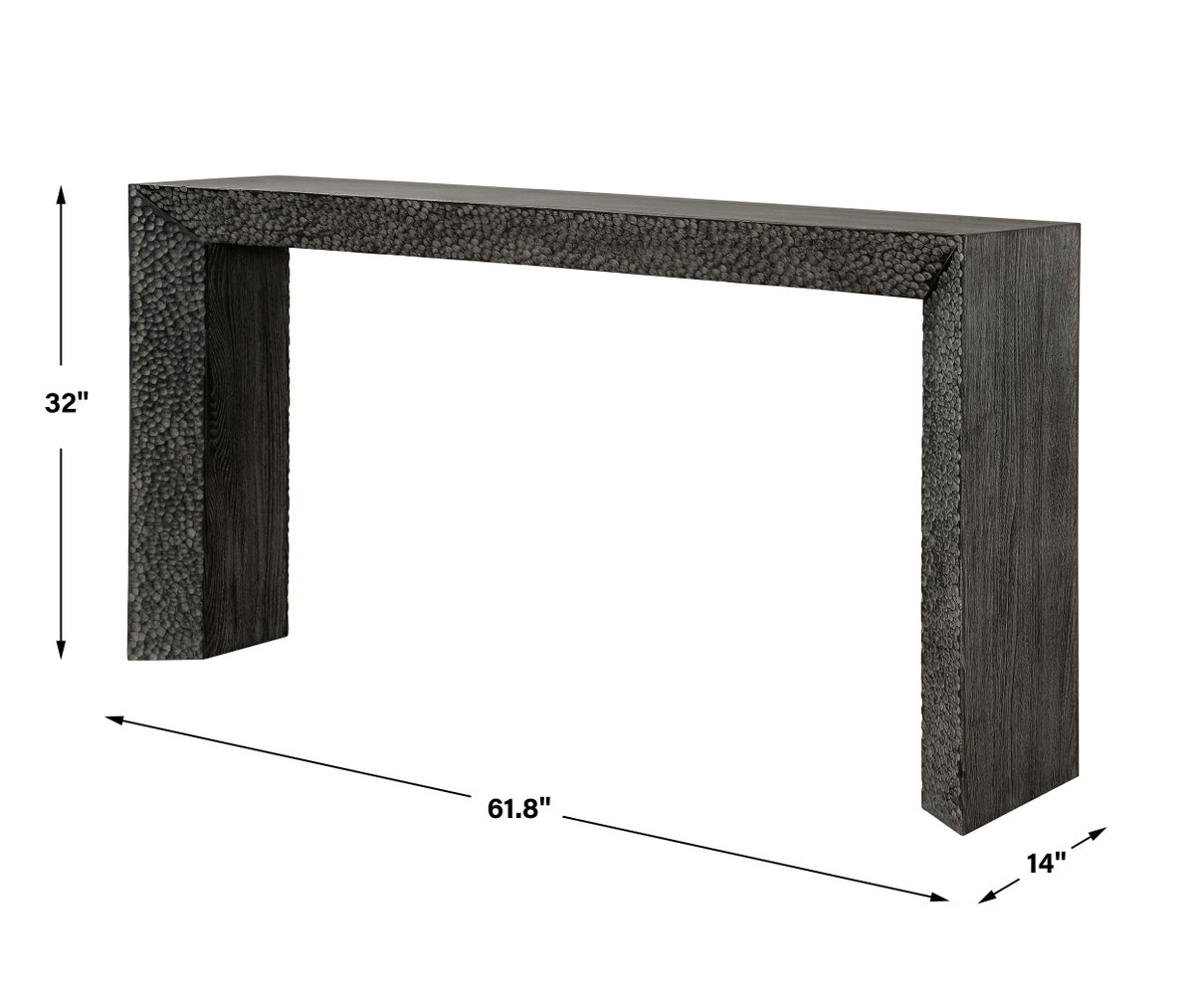 Thoreau Ebony Console Table, by Uttermost, 61.8" width x 32" height x 14" depth View 3