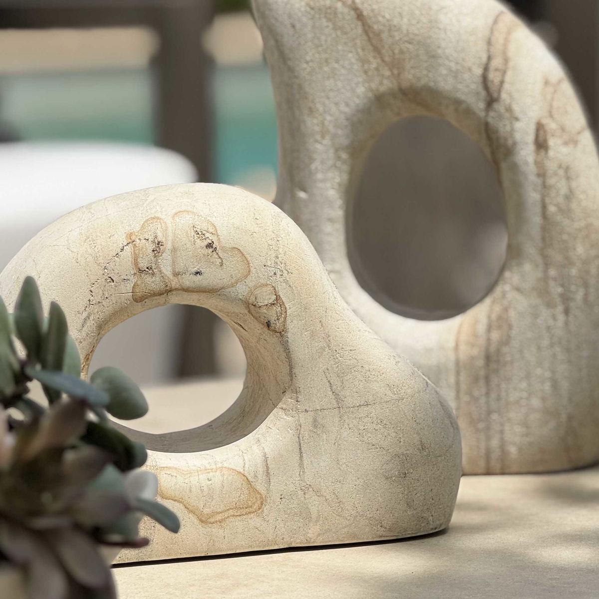 Stone Flow Outdoor Sculptures Set/2, Figurines & Statue by Uttermost, 8.5" width x 12" height x 3.5" depth View 3