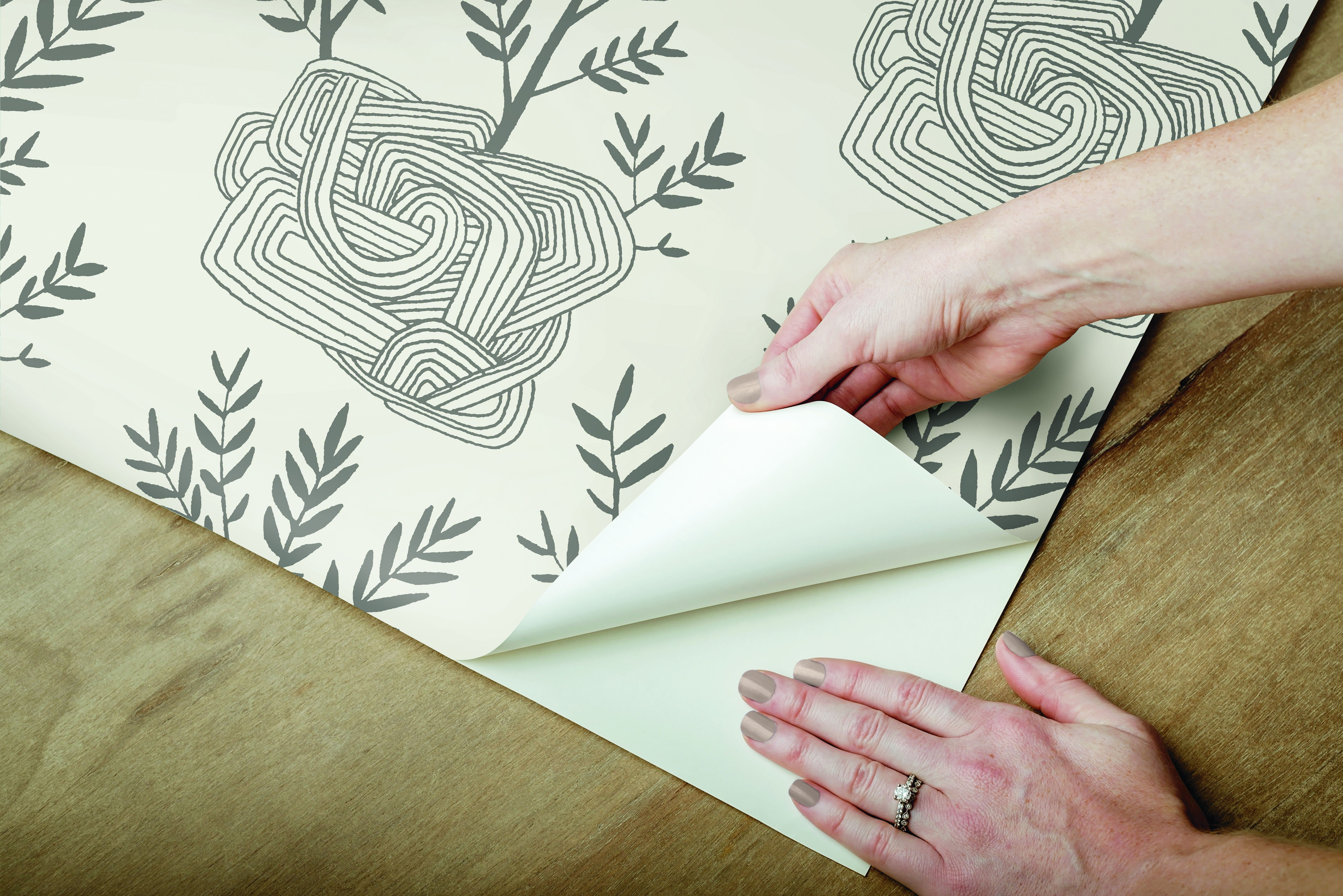 Seedlings Grey Peel & Stick Wallpaper, by York Wall, 20' length x 1'8.5" width x 0.02" depth View 5