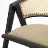 Tabitha Cane Back Dining Arm Chair | Linen with Black Wooden, Dining Chair by Mercana, 23" length x 23" width x 30" height thumbnail 10