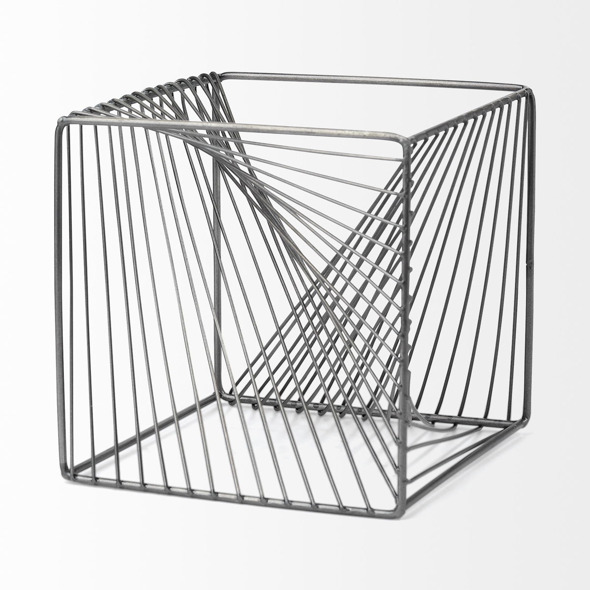 Rochon 8L x 8W Gray Metal Decorative Cube, Decorative Object by Mercana, 8.07" length x 8.07" width x 8.07" height View 5
