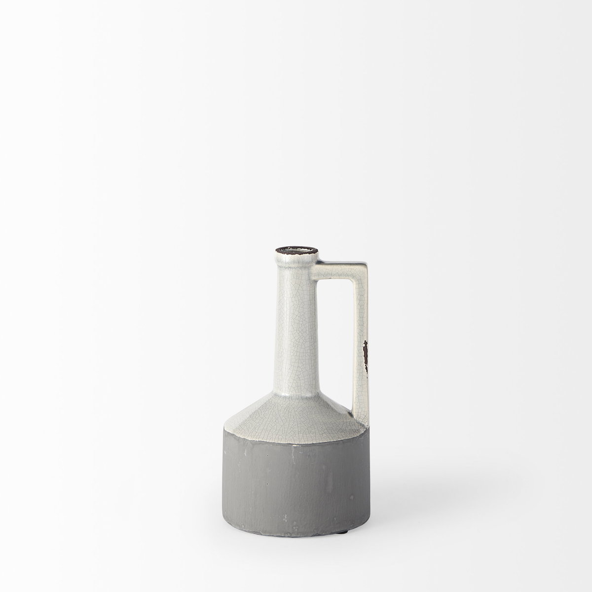 Burton 10.2H Small Two Tone Gray Ceramic Jug Vase, Decorative Jar by Mercana, 5.12" length x 5.12" width x 9.45" height View 6