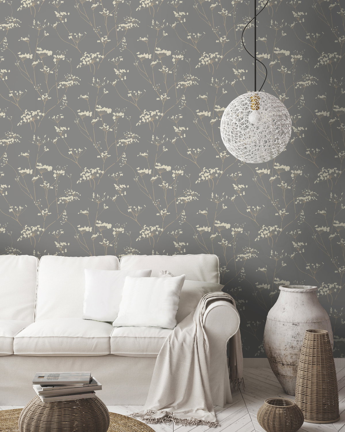 Enchanted Silver Wallpaper, by York Wall, 27' length x 2'3" width x 0.02" depth View 3