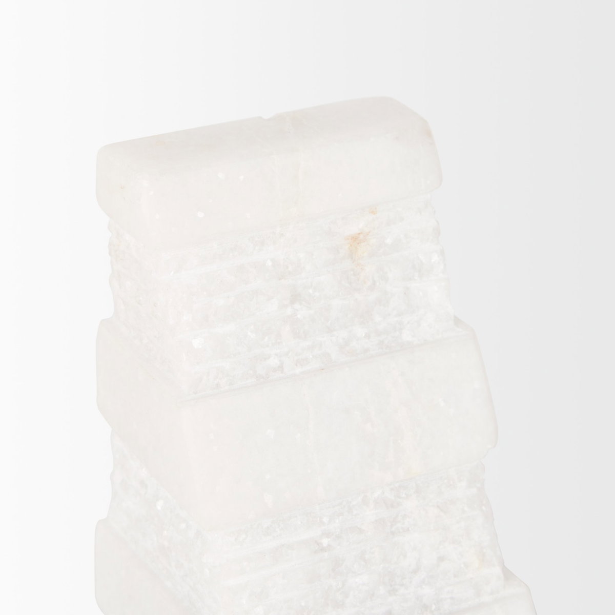 Cavetto White Marble Bookends with rough carving S/2, by Mercana, 4.25" length x 2.5" width x 6" height View 10