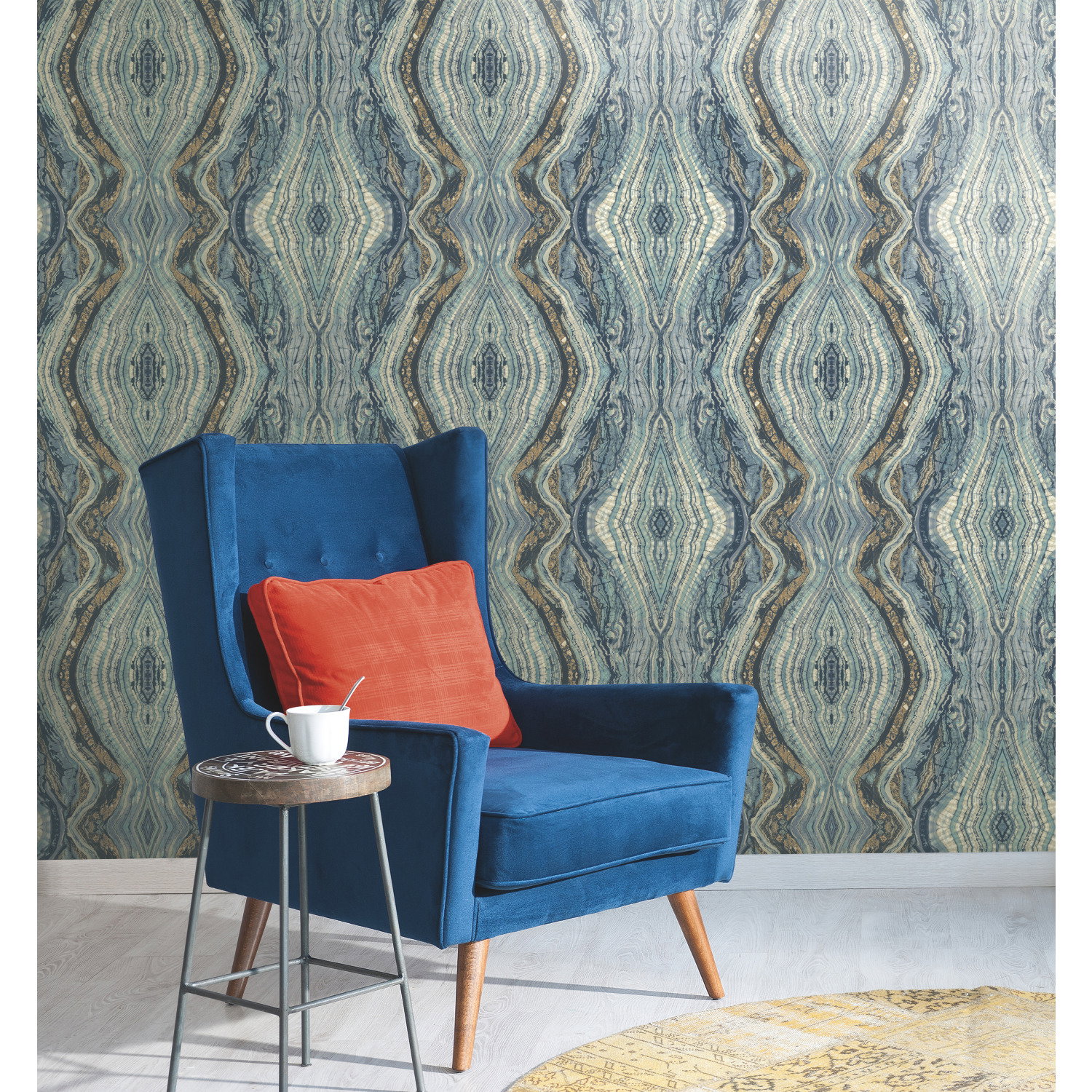 Kaleidoscope Blue Wallpaper, by York Wall, 27' length x 2'3" width x 0.02" depth View 7