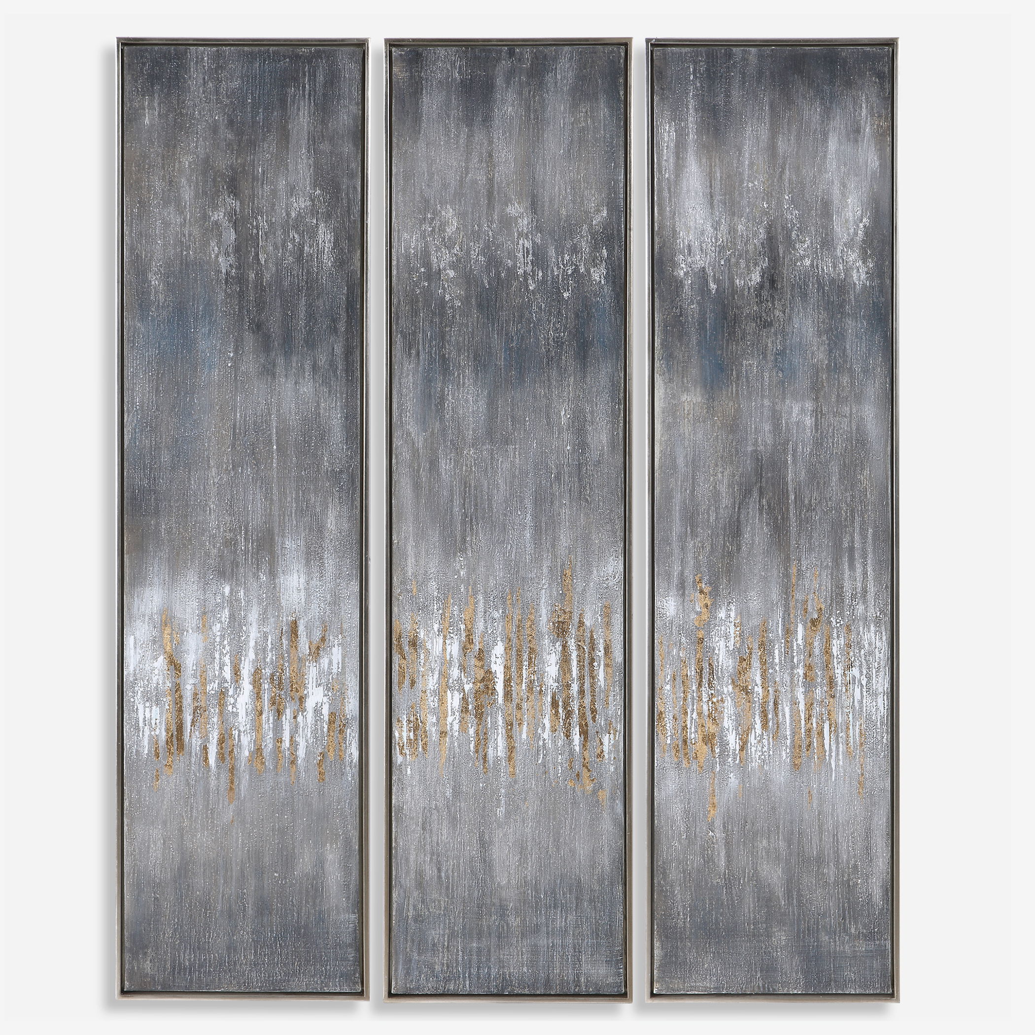 Gray Showers Hand Painted Canvases, Set/3 large image 