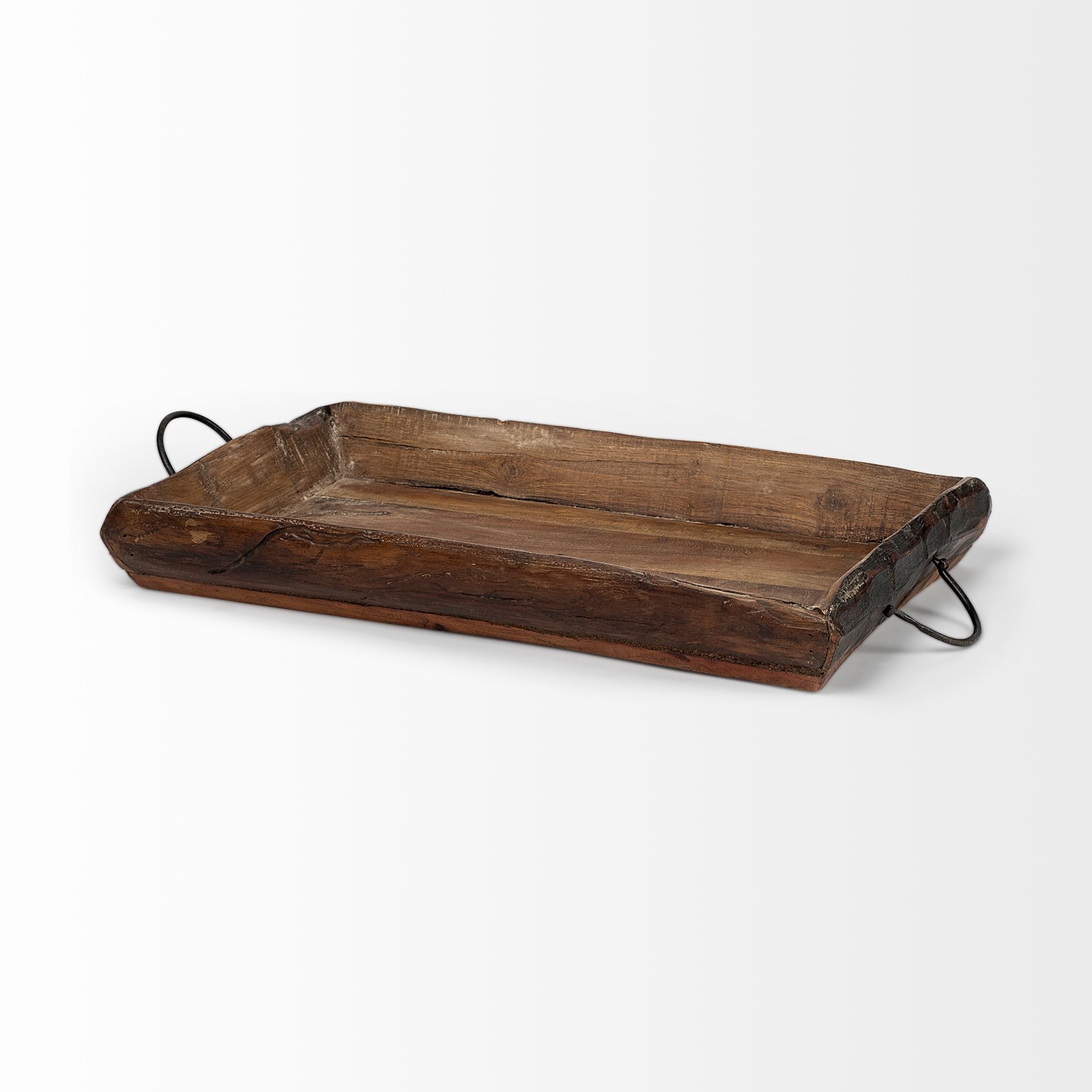 Durone (Set of 2) Brown Wooden Live Edge Serving Trays, Decorative Tray by Mercana, 23.5" length x 14.5" width x 3" height View 4