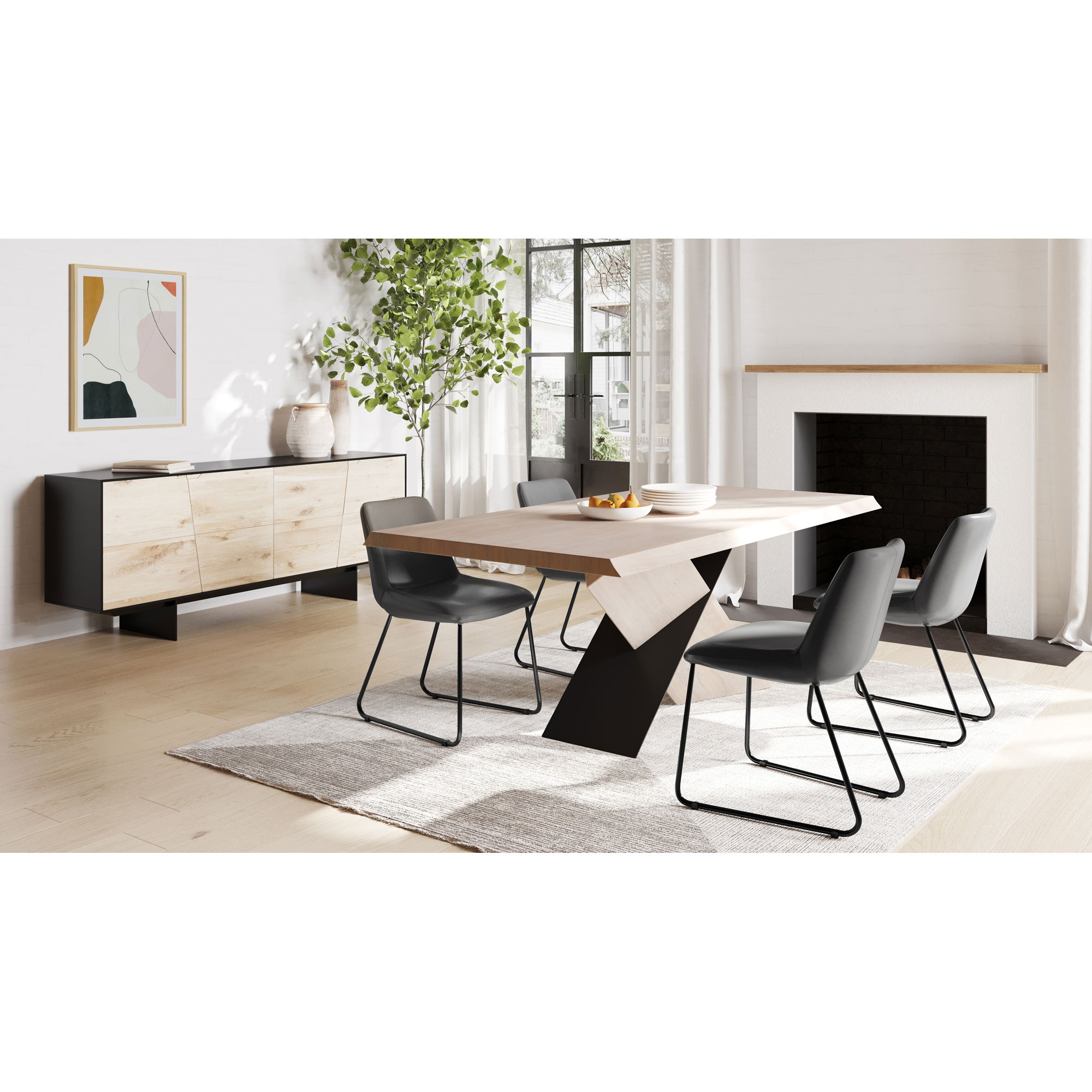 Instinct Dining Table Natural, by Moe's Home, 79" width x 30" height x 39.5" depth View 4
