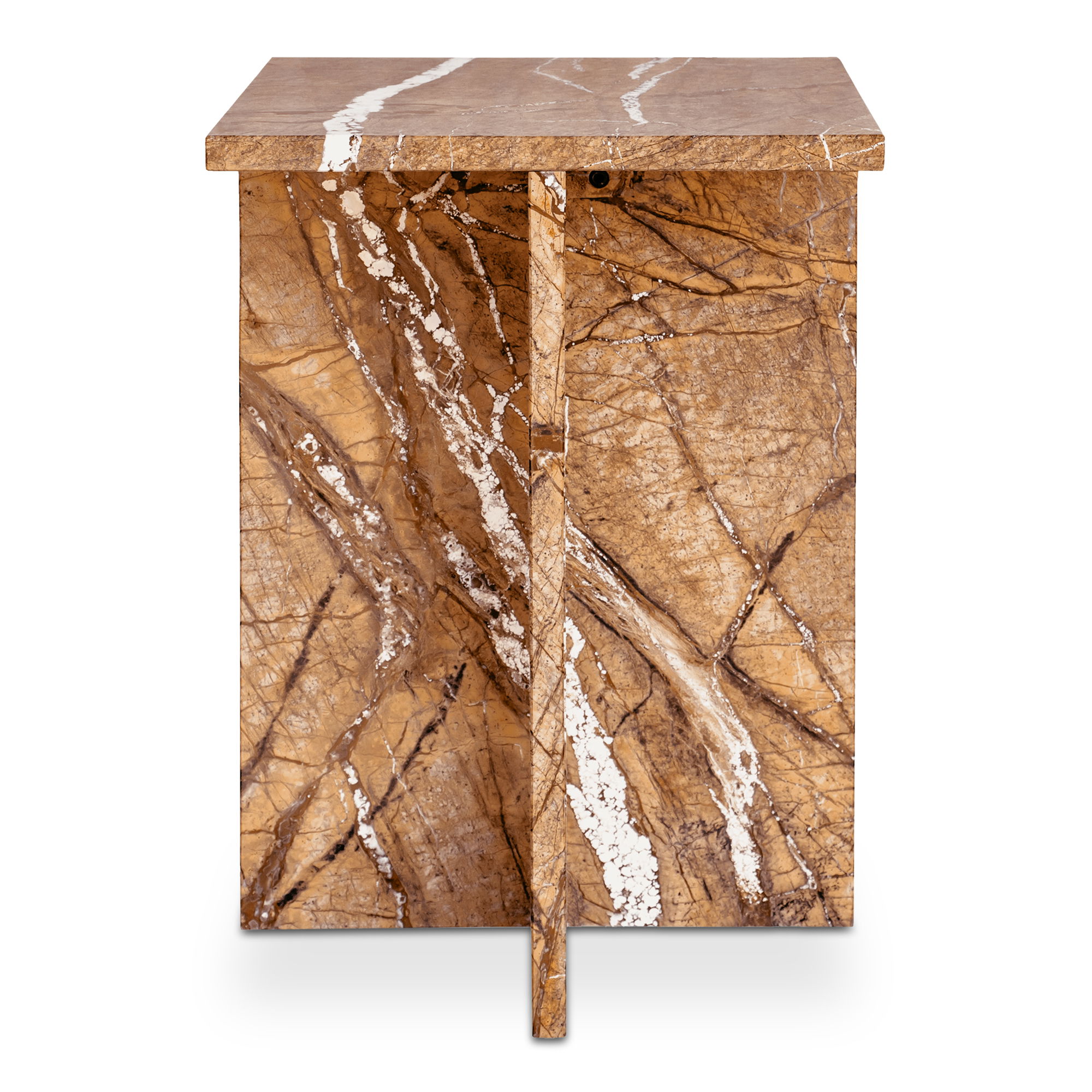 Blair Accent Table Golden Forest Marble, Side & End Table by Moe's Home, 14" width x 20" height x 14" depth View 1