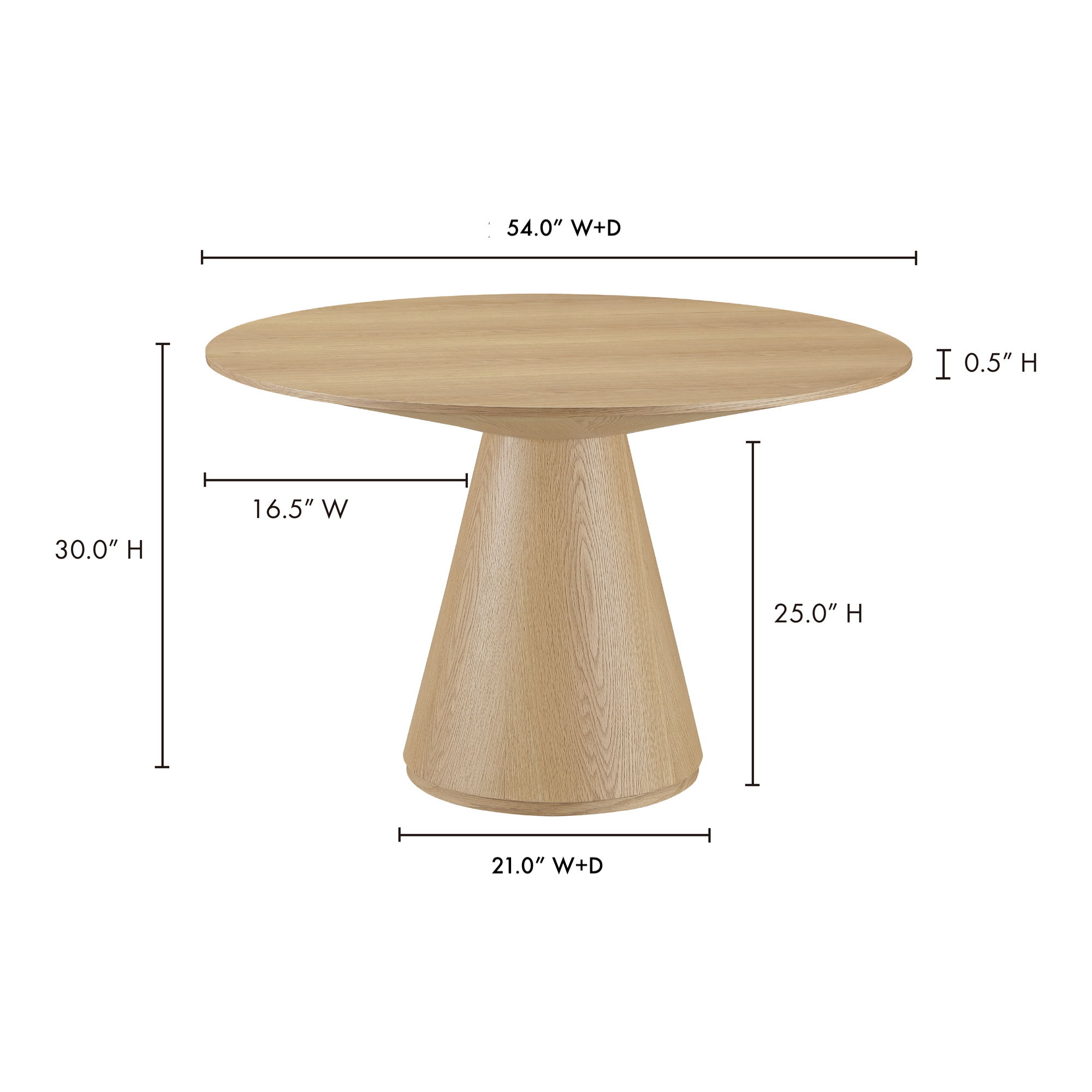 Otago Round 54in Dining Table, by Moe's Home, 54" width x 29.5" height x 54" depth View 8