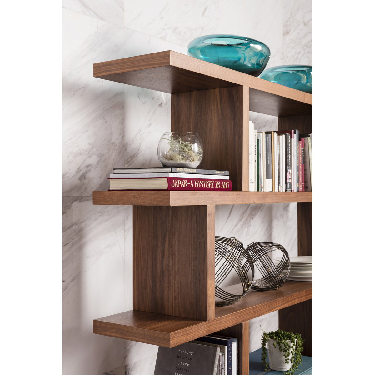 Miri Large Shelf Walnut, Shelving & Bookcase by Moe's Home, 63" width x 63" height x 11" depth View 8