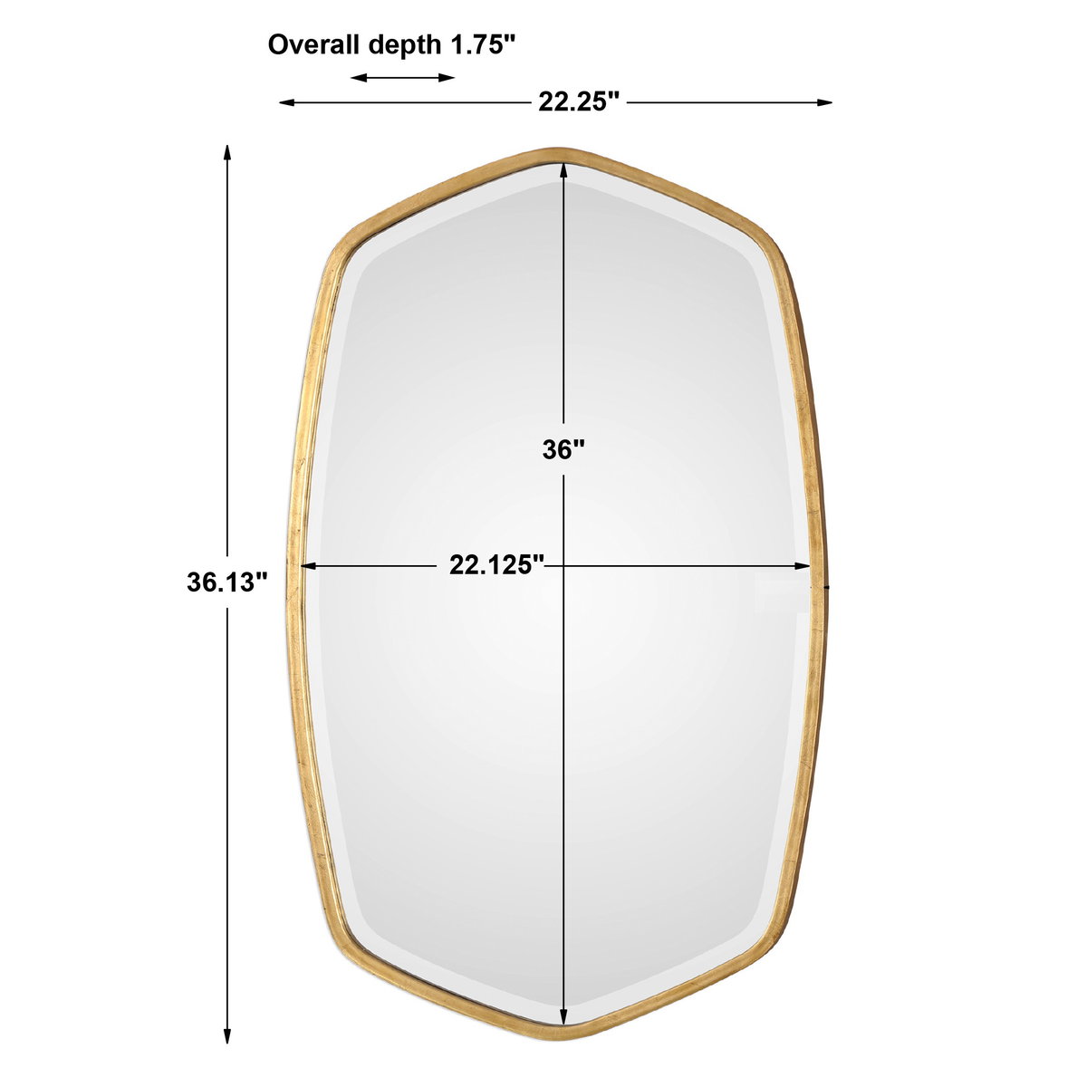 Duronia Antiqued Gold Mirror, by Uttermost, 22.25" width x 36.13" height x 1.75" depth View 3
