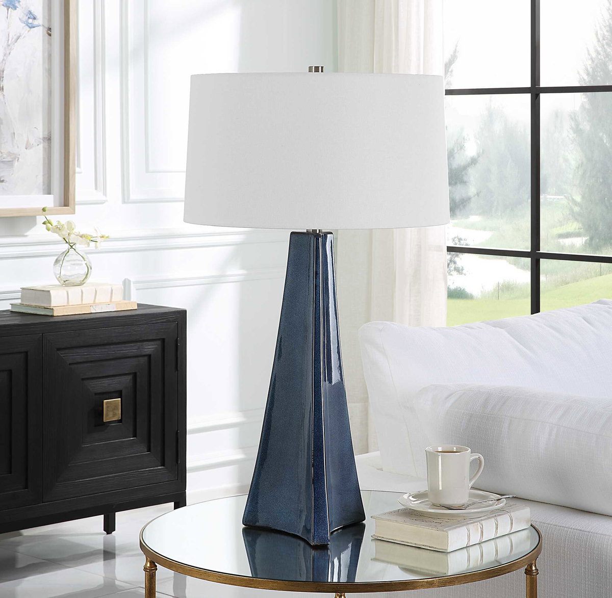Teramo Scalloped Ceramic Table Lamp, by Uttermost, 1'6" width x 2'8" height x 1'6" depth View 4