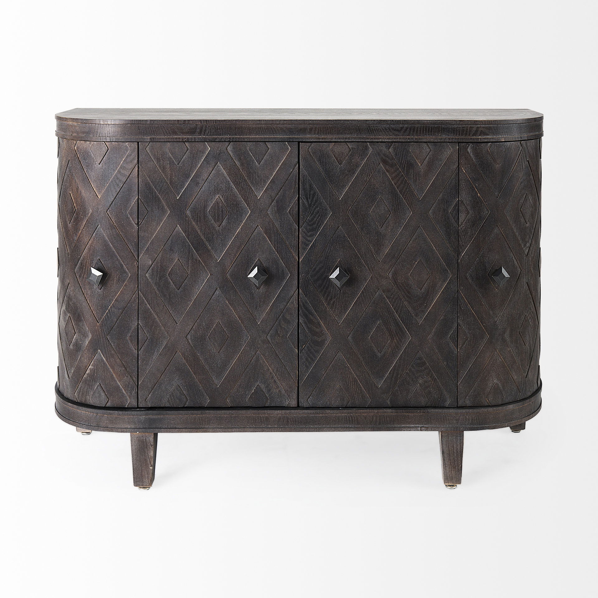 Lennon  Dark Brown Fir Veneer 4 Door Demilune Cabinet large image 