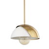 Cybill Brushed Brass with White Metal Shade 1-Light Wall Pendant, by Mercana, 12.6" length x 12.6" width x 53.94" height thumbnail 1