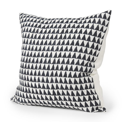 Jolie 22x22 Cream with Black Print Linen Square Pillow Cover