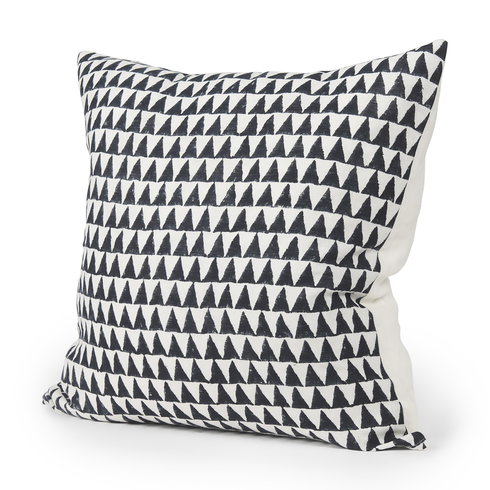 Jolie Cream with Black Print Linen Square Decorative Pillow  Cover
