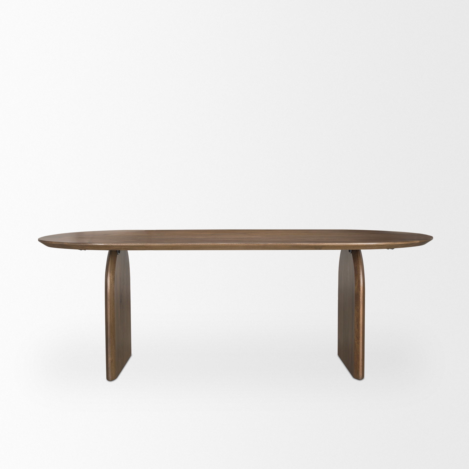 Isla Oval Dining Table with Dark Brown Wood Top & Arched Legs, by Mercana, 86.5" length x 39" width x 30" height View 5