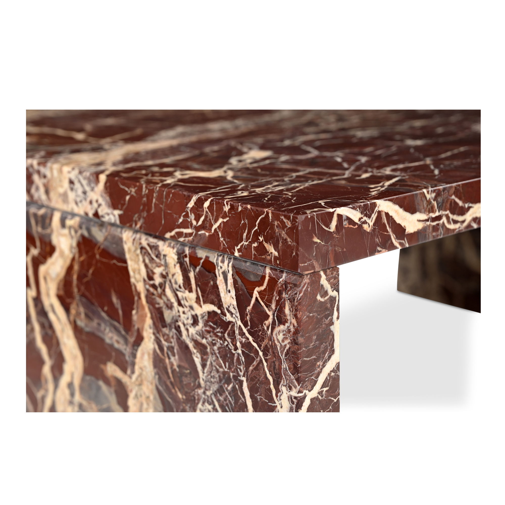 Rosa Coffee Table Rosso Levanto Marble, by Moe's Home, 40" width x 16" height x 30" depth View 3