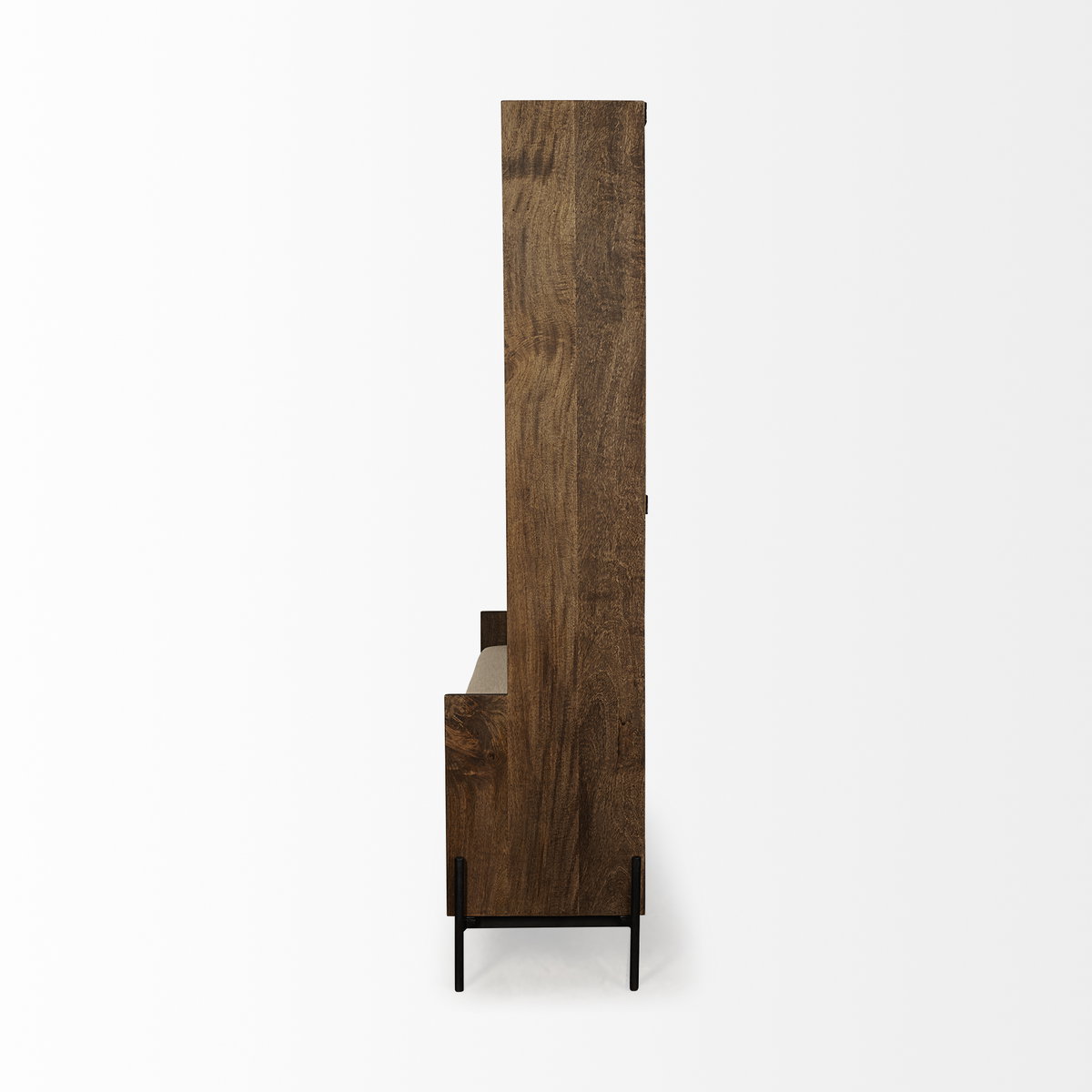 Glenn V 56L x 17W Dark Brown Wood with Cream Fabric Seat, 3 Drawers Hall Tree, Entry & Hallway by Mercana, 55.5" length x 16.5" width x 70" height View 6
