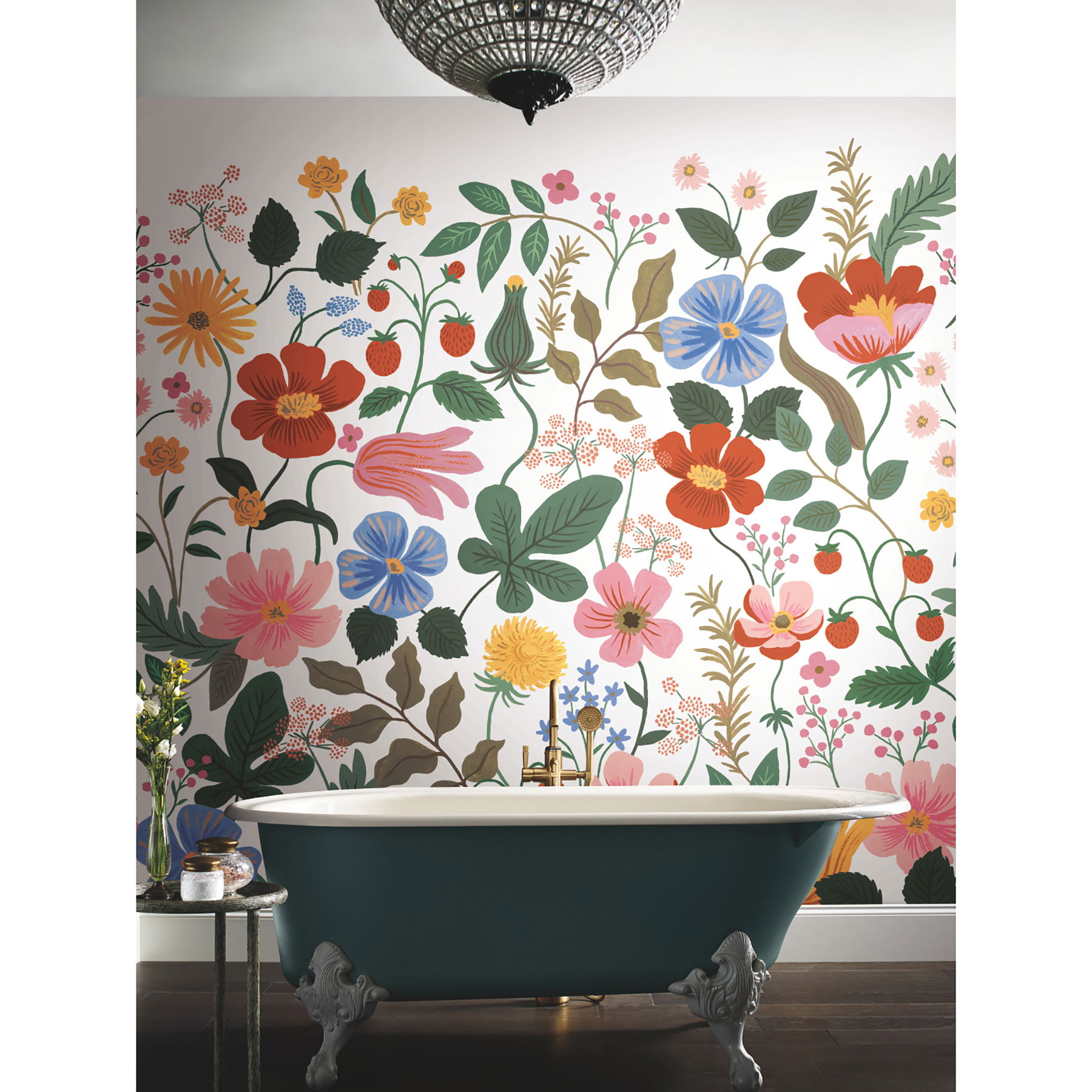 Strawberry Fields White Peel & Stick Wall Mural large image 