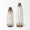Sisko I Short Rustic Brown White Ceramic Vase, by Mercana, 4.92" length x 4.92" width x 13.98" height thumbnail 6