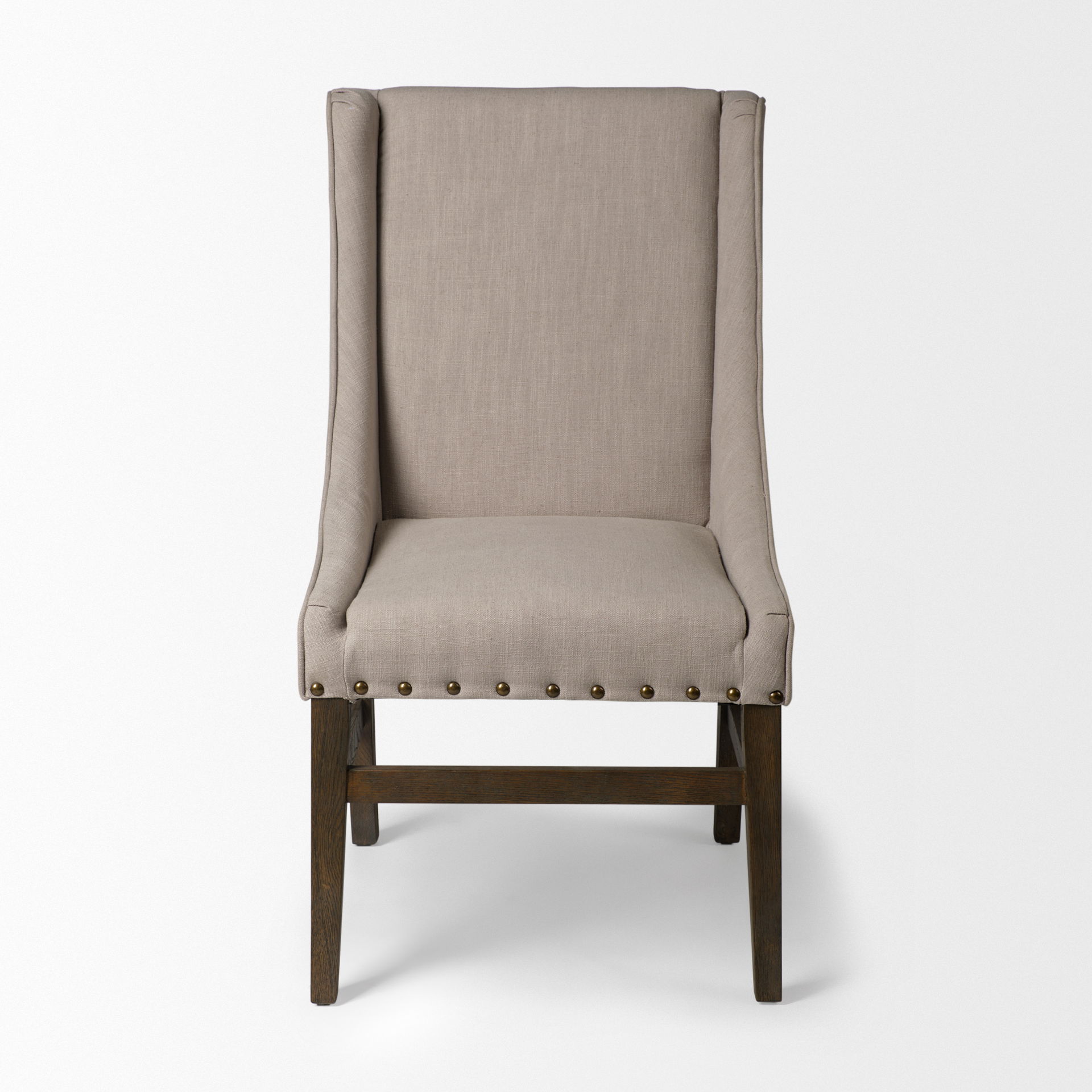 Kensington I Beige Fabric and Solid Wood Dining Chair, by Mercana, 22.25" length x 23.25" width x 39.5" height View 3