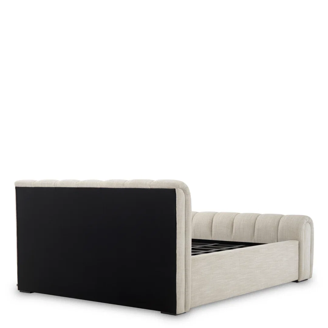 Bed Frame Kayden Albury Beige, by Eichholtz USA, 89.37" width x 52.36" height x 103.15" depth View 2