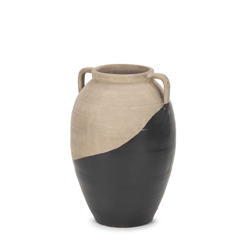 Tully Textured Matte Brown with Matte Black Short Ceramic Floor Vase