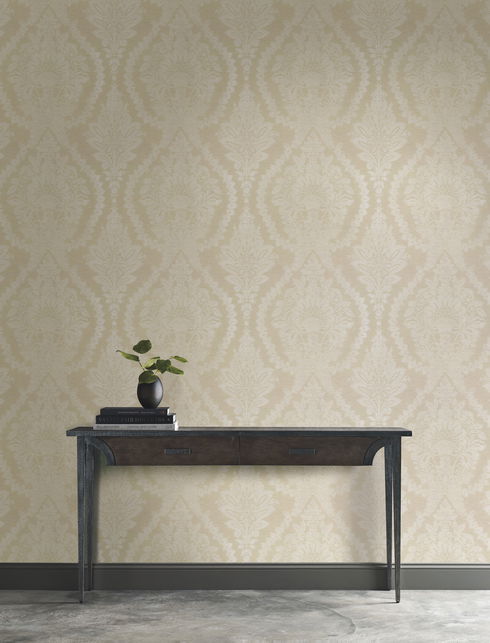 Heritage Damask Beige & White Wallpaper