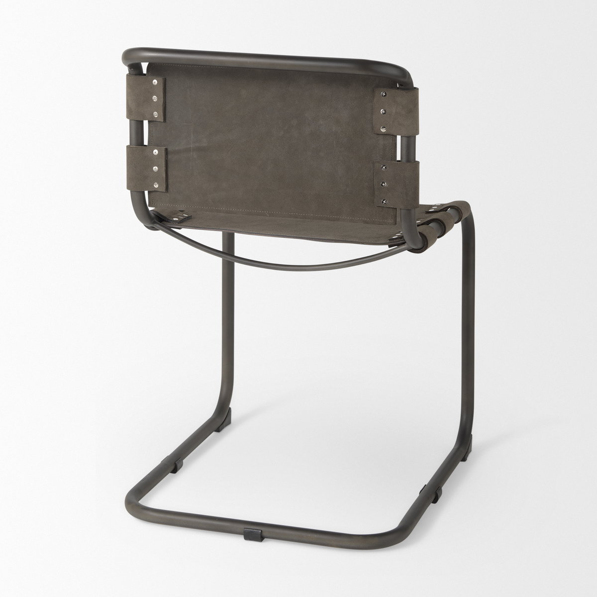 Berbick Open Back Dining Side Chair | Gray Suede with Iron, Dining Chair by Mercana, 20.5" length x 24" width x 33" height View 6
