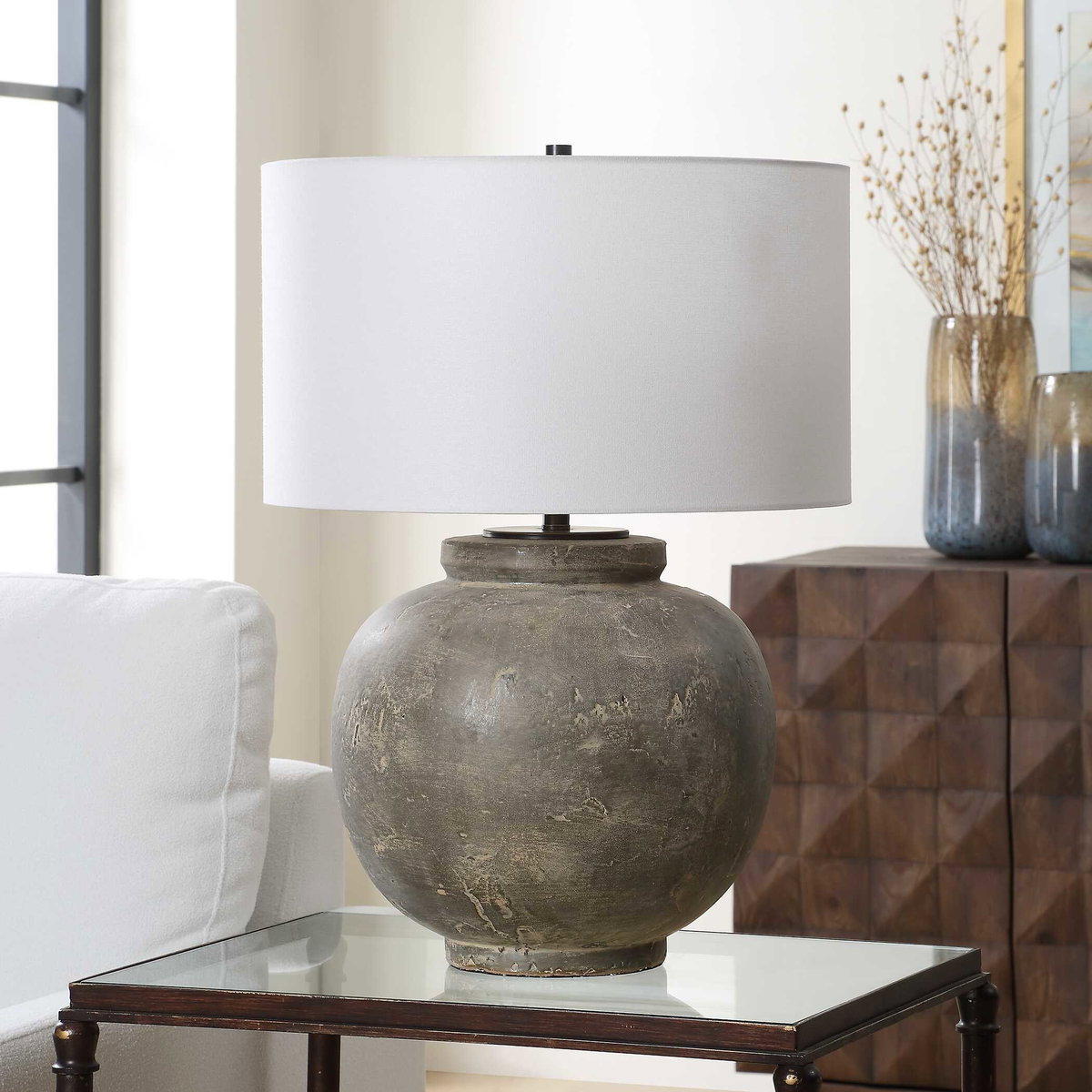 Rock Of Ages Rust Brown Table Lamp, by Uttermost, 19" width x 26.5" height x 19" depth View 5