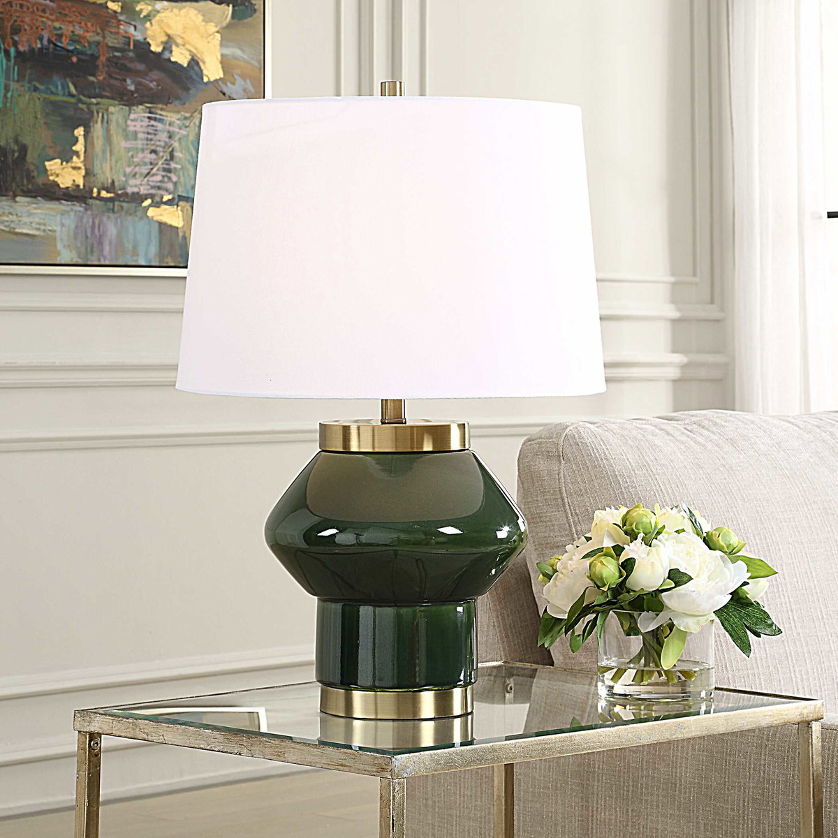 Tayson Jade Green Table Lamp, by Uttermost, 1'5" width x 2'8" height x 1'5" depth View 2