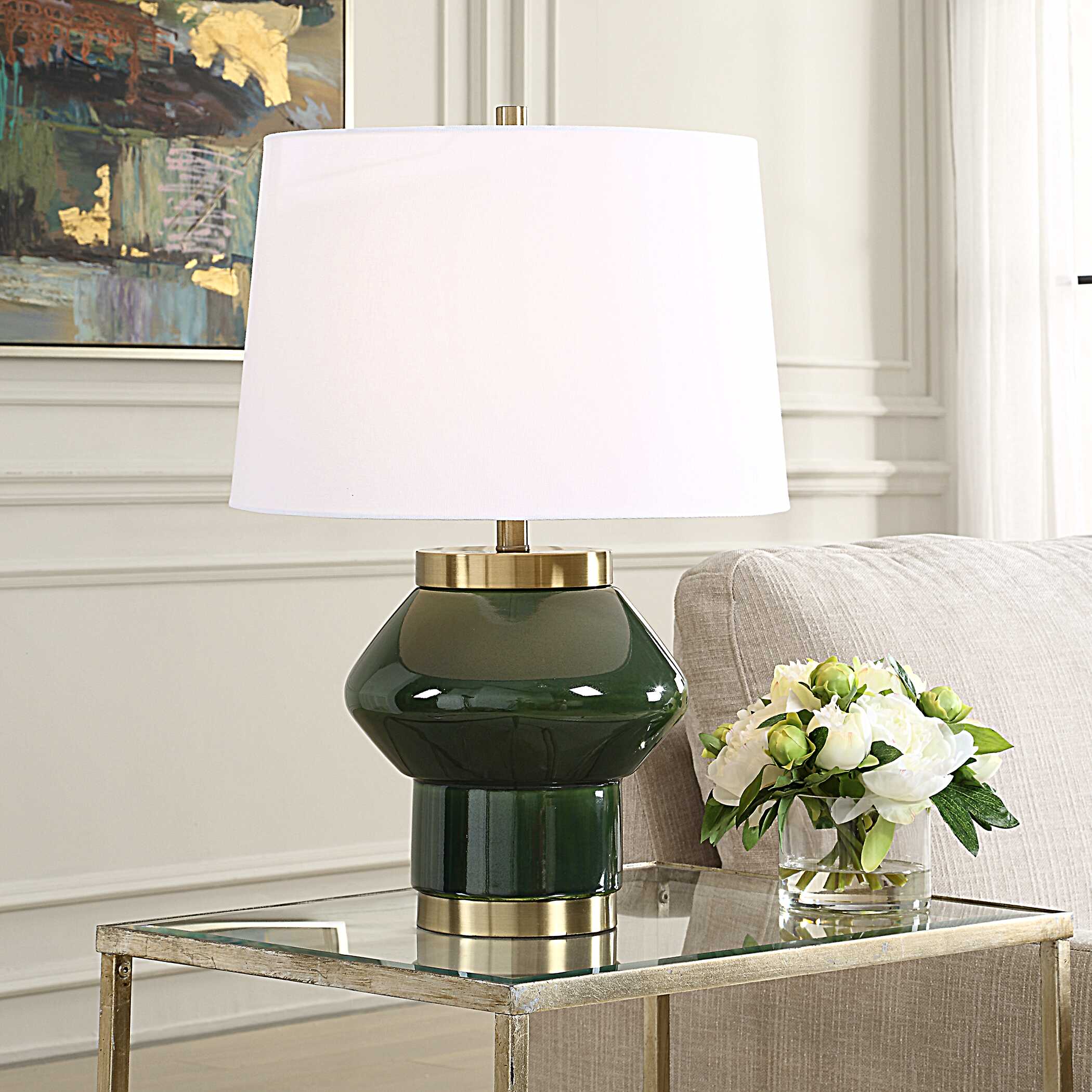 Tayson Jade Green Table Lamp, by Uttermost, 17" width x 32" height x 17" depth View 2