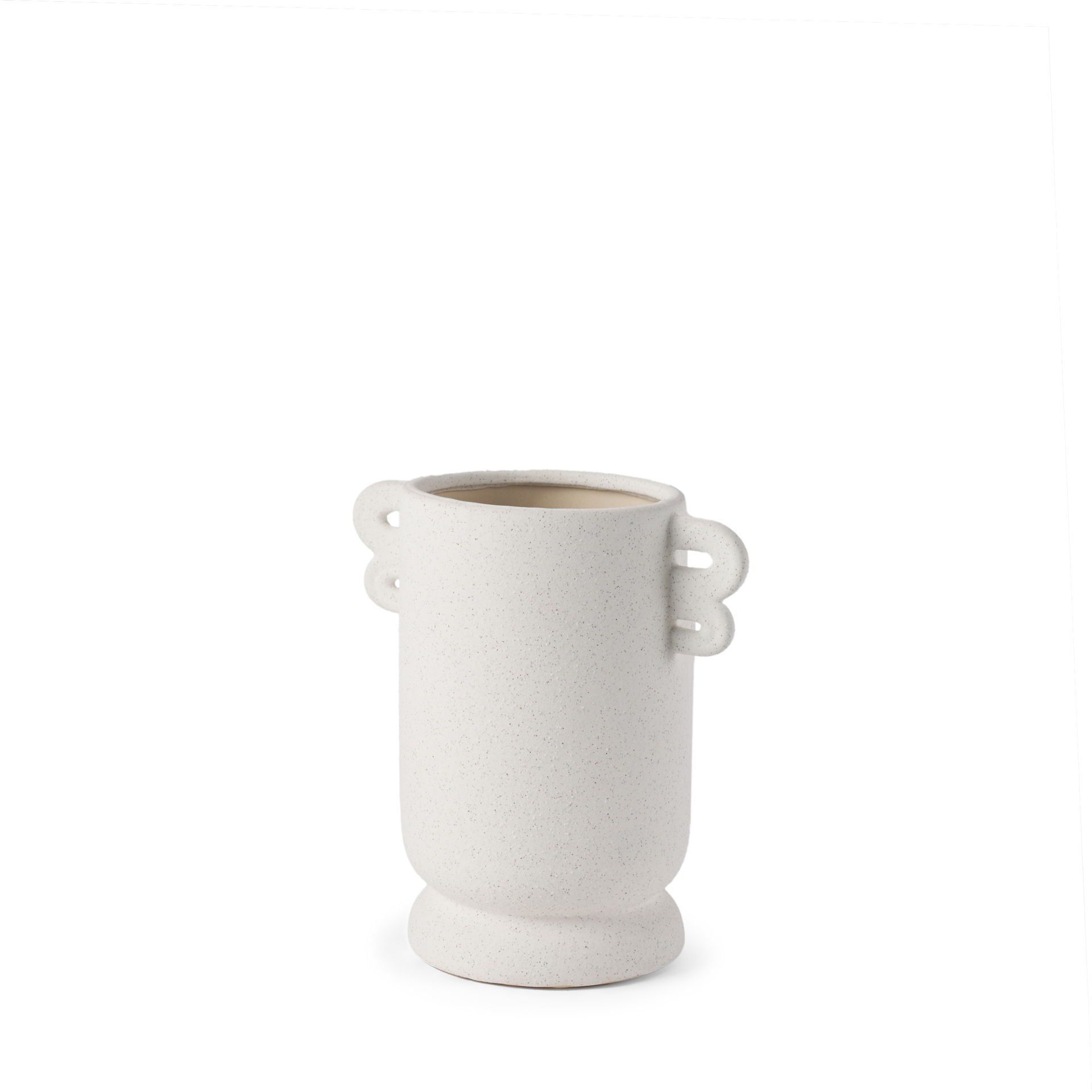Dylan Small Textured Off White with Handles Ceramic Vase large image 
