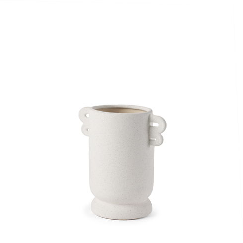 Dylan Small Textured Off White with Handles Ceramic Vase
