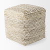 Ekani  Cream/Beige Cotton Pouf, Ottoman by Mercana, 16" length x 16" width x 16" height thumbnail 5