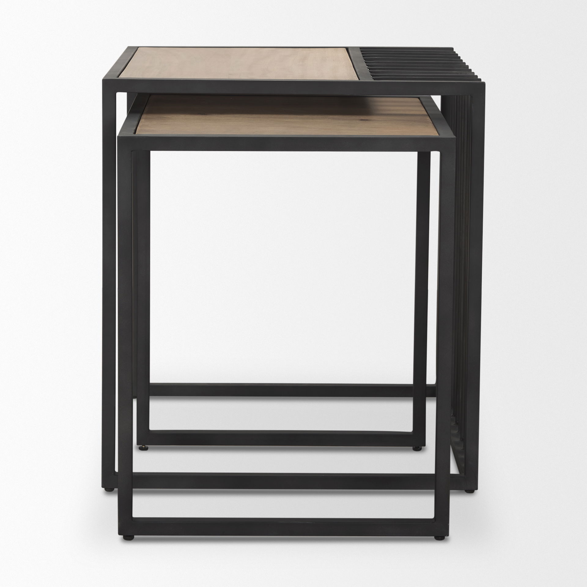 Miles Black Metal with Light Wood Nesting End/Side Table, Side & End Table by Mercana, 22" length x 22" width x 24" height View 4