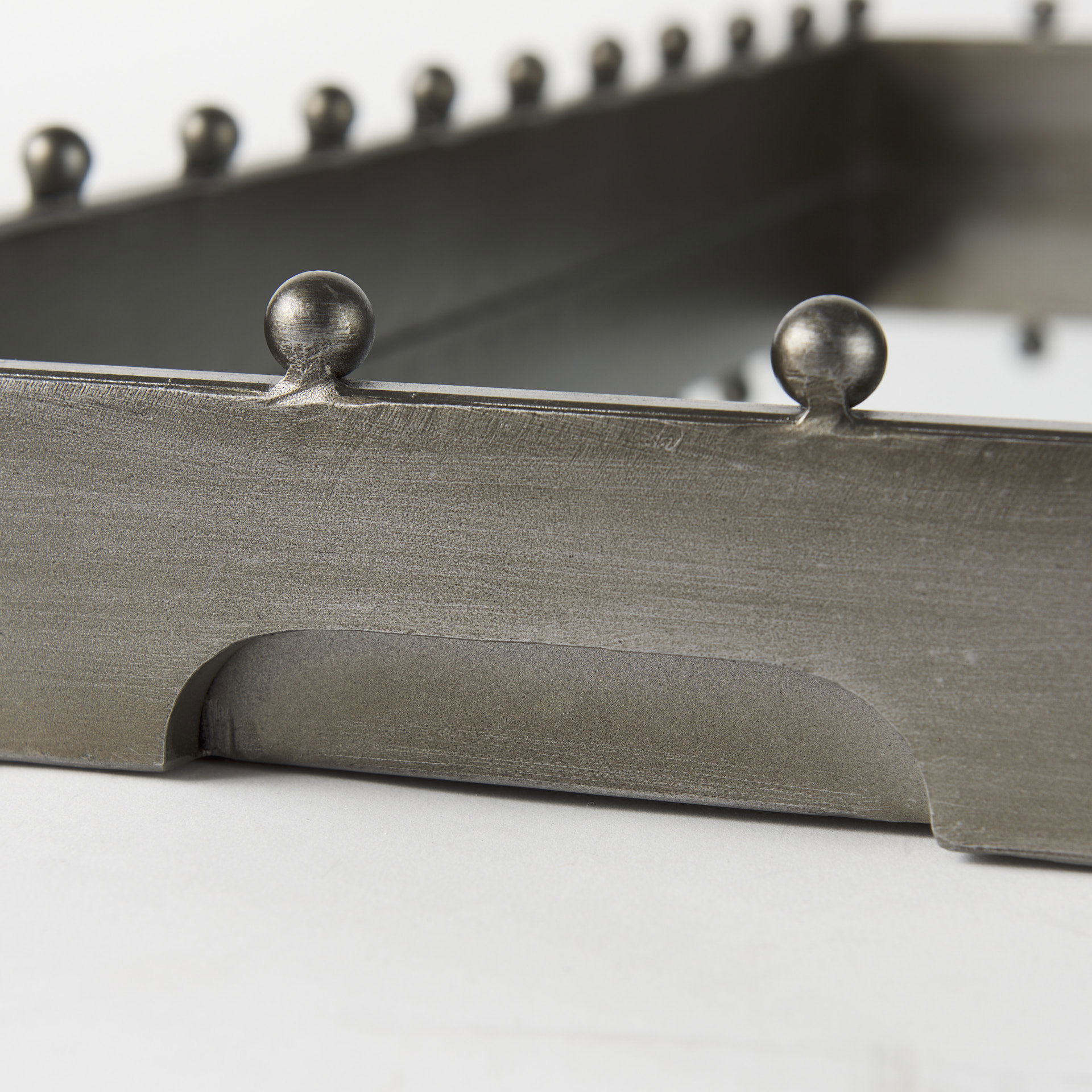 Elio  Gun Metal Gray Metal with Studs and Mirrored Bottom Rectangle Tray large image 