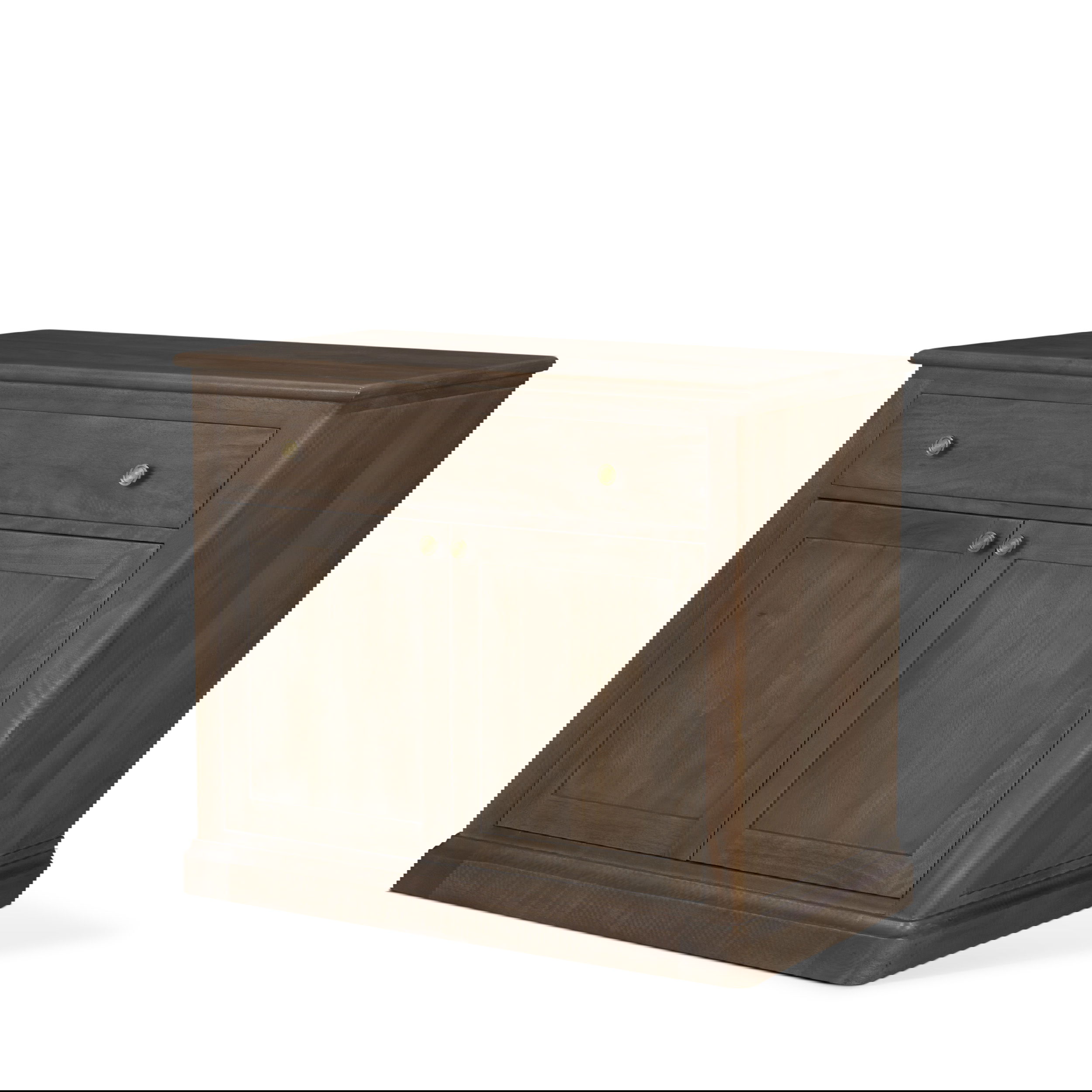 Baron Dark Brown Solid Wood with Antique Knobs 2-Door Accent Cabinet, Cabinets & Chest by Mercana, 34" length x 18.5" width x 27" height View 1