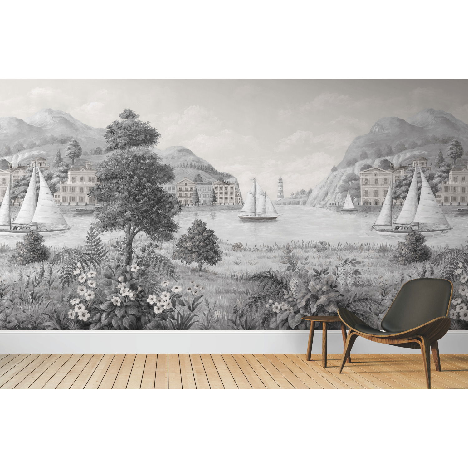 Safe Harbor Grey Wall Mural large image 