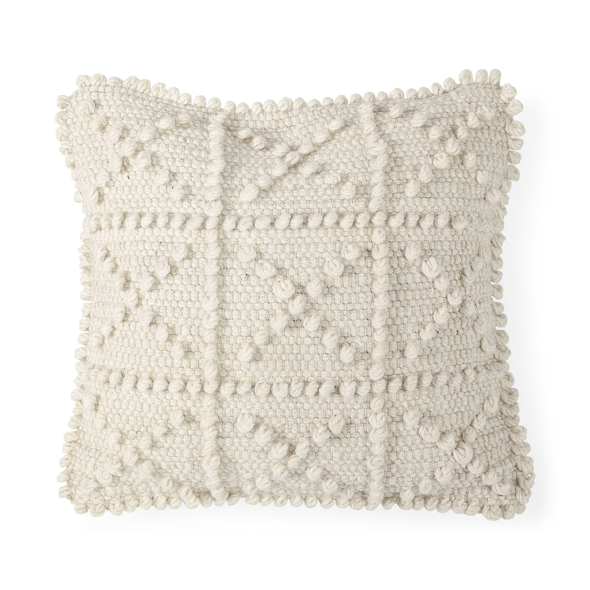 Leroy 18 x 18 Cream Raised Pattern Detail Decorative Pillow Cover large image 
