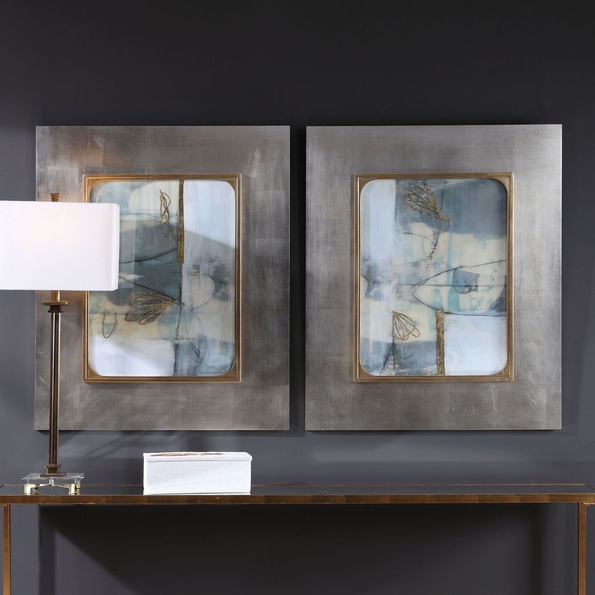 Gilded Whimsy Abstract Prints Set/2, Art by Uttermost, 30.5" width x 36.5" height x 1.25" depth View 2