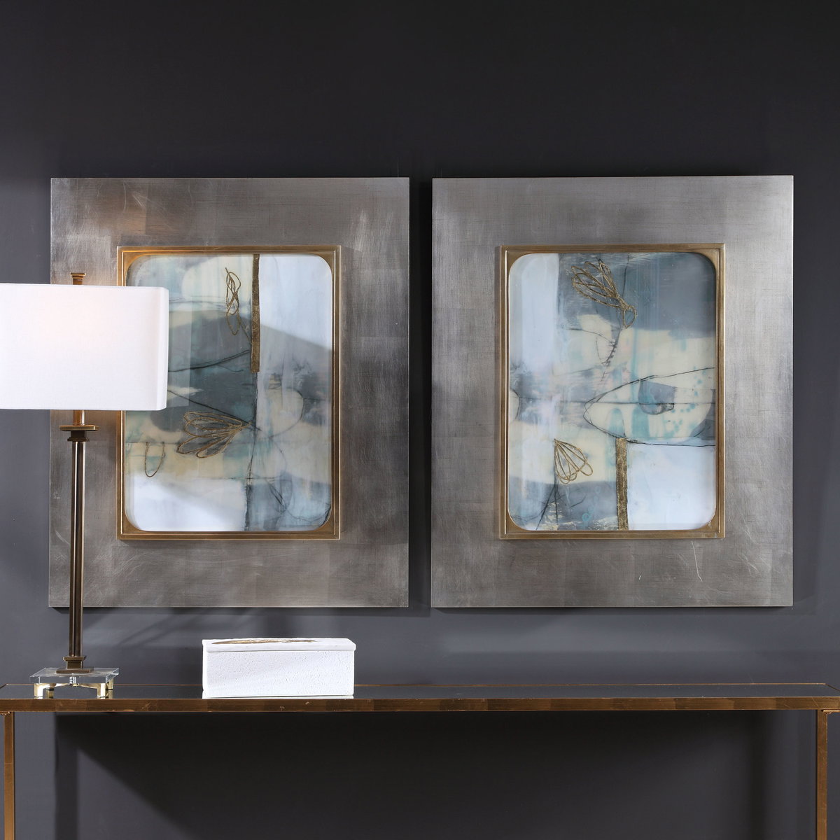 Gilded Whimsy Abstract Prints Set/2, by Uttermost, 2'6.5" width x 3'0.5" height x 1.25" depth View 2
