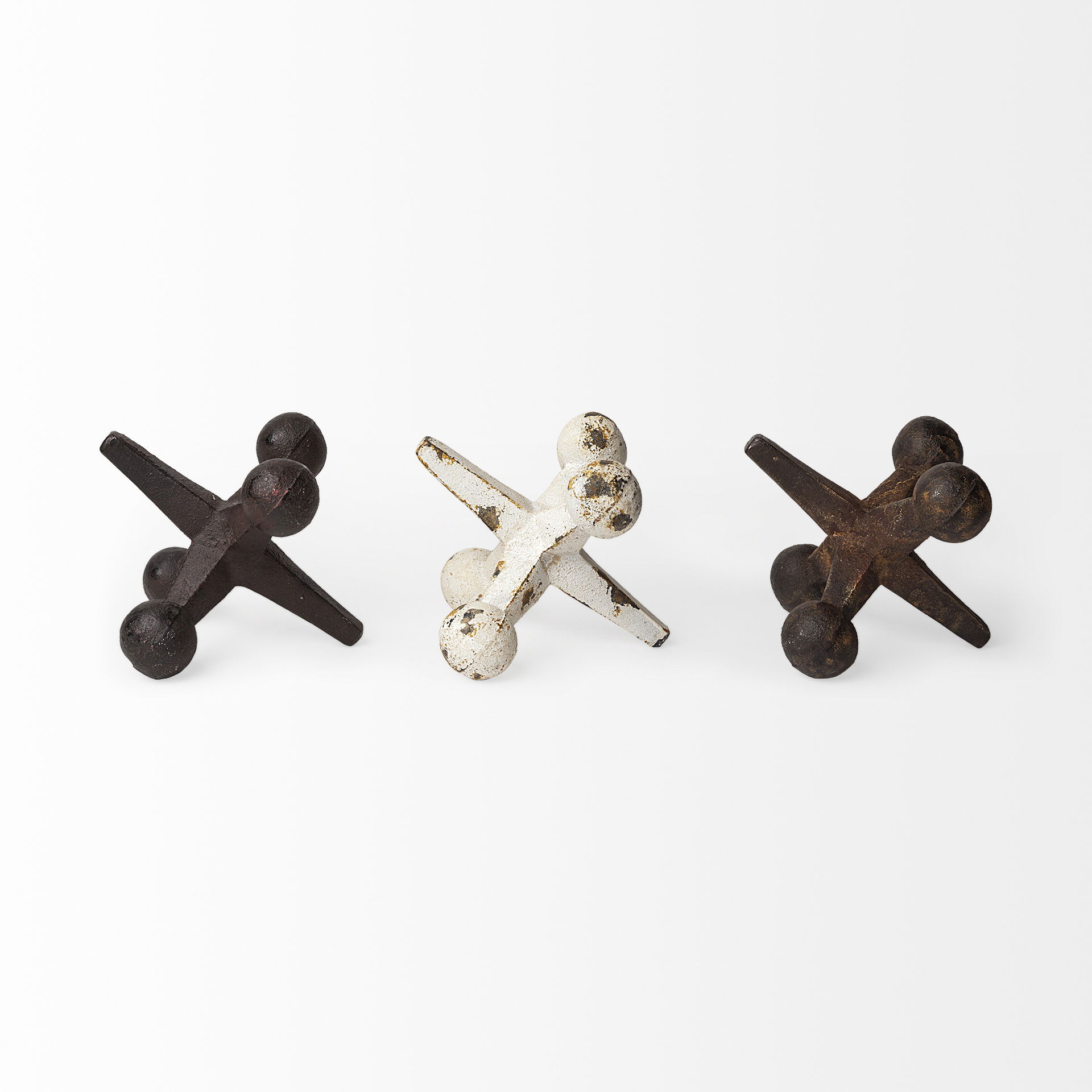 Jax Set of 3 8L x 7W Cast Iron Metal Jacks large image 