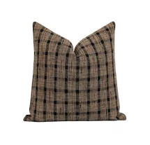 Online Designer Bedroom Tan and Black Pillow Cover, Double Sided Woven Pillow Cover, 18 20 22 24 Woven Check Pillow Cover, Black Tan Woven Check Pillow Cover